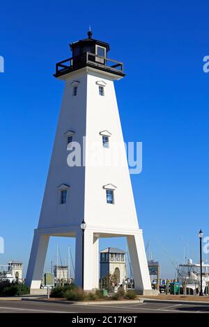 Ship Island Lighthouse (replica), Gulfport, Mississippi, Stati Uniti Foto Stock