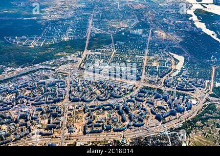 Vista aerea dei quartieri residenziali di Kiev, Ucraina Foto Stock