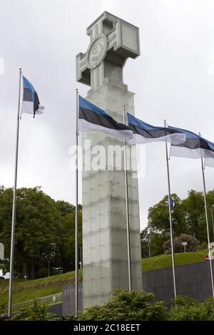 TALLINN, ESTONIA- GIUGNO 17: «monumento alla libertà» in Piazza della libertà, è dedicato a emancipare la guerra di 1 Foto Stock