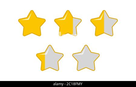 varie forme di stelle per mostrare i punteggi. Set di classificazione a stelle Free Vector. Adatto per elementi di design di gioco per la classifica dei giocatori. Illustrazione Vettoriale