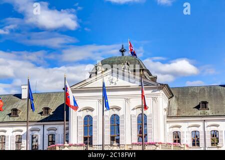 La residenza del presidente della Slovacchia - Palazzo Grassalkovich a Bratislava Foto Stock