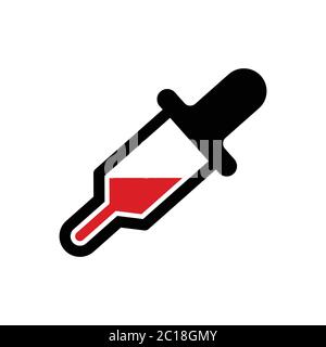 Semplice icona piatta minimalista con liquido medico all'interno. Simbolo di pipetta per salute e farmaci Silhouette. Illustrazione Vettoriale