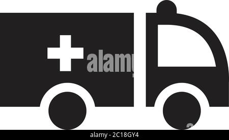 Icona di ambulanza in stile appartamento icona Vettore per app e siti Web. Icona nera illustrazione vettoriale. Illustrazione Vettoriale