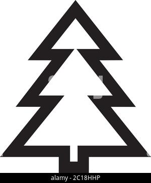 Albero di Natale Icona in stile appartamento icona Vettore. Sagome di abete rosso nero illustrazione vettoriale. Illustrazione Vettoriale