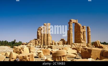 Ruines del tempio di Amun a Soleb Sudan Foto Stock