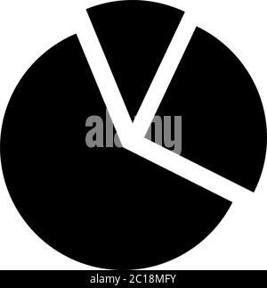 Icona del grafico a torta nella piana di vettore di stile per le app, UI, siti web. Icona nera illustrazione vettoriale. Illustrazione Vettoriale