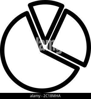 Grafico a torta icona Linea nella piana di vettore di stile per le app, UI, siti web. Icona nera illustrazione vettoriale. Illustrazione Vettoriale