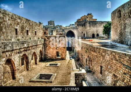 Panorama Cittadella di Raymond de Saint-Gilles, Tripoli, Libano Foto Stock