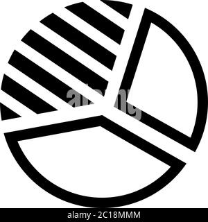 Grafico a torta icona Linea nella piana di vettore di stile per le app, UI, siti web. Icona nera illustrazione vettoriale. Illustrazione Vettoriale