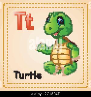 Illustrazione vettoriale dell'alfabeto degli animali: T è per tartaruga Illustrazione Vettoriale