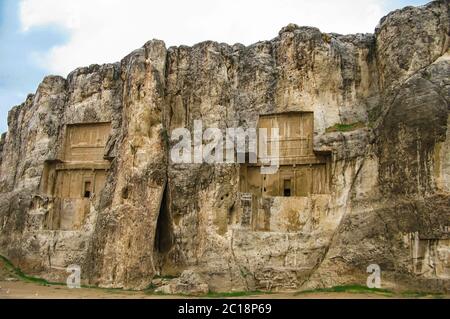 Tombe Re Achemenidi a Naqsh-e Rustam, Persepolis rovina Iran Foto Stock