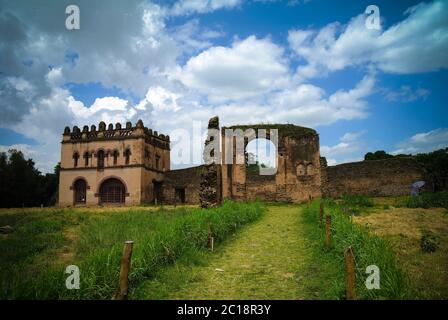 Palazzo e Biblioteca di Fasilidas nel sito di Fasil Ghebbi, Gonder, Etiopia Foto Stock