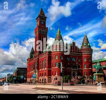 Vista esterna di Helsingorg rathaus, Svezia Foto Stock