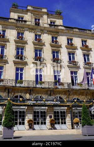 Bordeaux , Aquitaine / Francia - 06 10 2020 : Grand Hotel de Bordeaux InterContinental famoso e di lusso nel centro della città Foto Stock