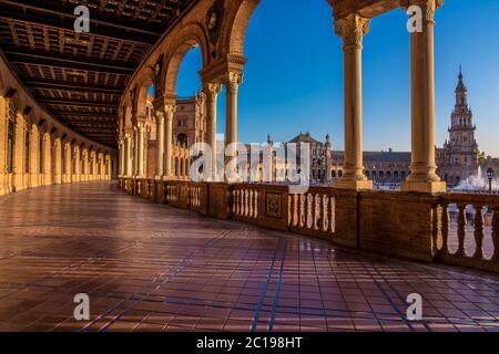 Plaza de Espana in Siviglia, in Andalusia, Spagna Foto Stock