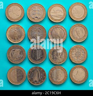 1 euro moneta, Unione Europea Foto Stock