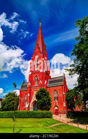 Vista esterna della Chiesa di tutti i Santi, aka Allhelgonakyrkan, Lund, Svezia Foto Stock