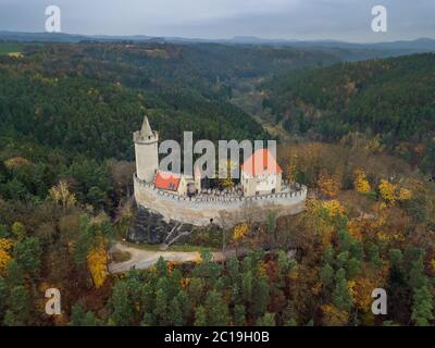 Castello Kokorin in Repubblica Ceca - vista aerea Foto Stock