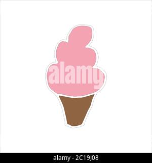 Isolato su gelato bianco Stock illustrazione, vettore, disegno a mano, elemento di disegno per la stampa, scrapbooking, cartolina Illustrazione Vettoriale