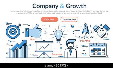 Intestazione del sito Web - Azienda e crescita Illustrazione Vettoriale