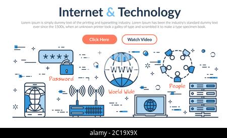 Intestazione del sito Web - Internet e tecnologia Illustrazione Vettoriale