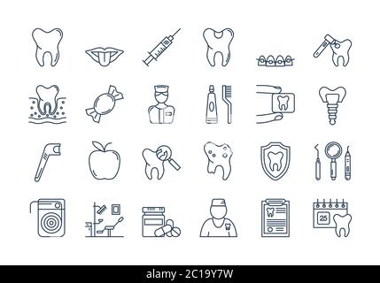 07 set di icone per LA CURA DEI DENTI Illustrazione Vettoriale