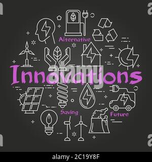 Vector Black Board Innovation tecnologia delle innovazioni Illustrazione Vettoriale