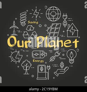Vector Black Board Innovation Technology of our Planet Illustrazione Vettoriale