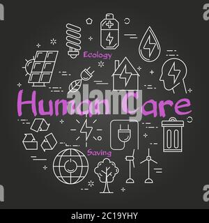 Vector Black Board Innovation Technology of Human Care Illustrazione Vettoriale