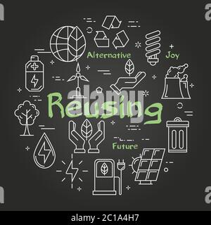 Vector Black Board innovazione tecnologia di riutilizzo Illustrazione Vettoriale