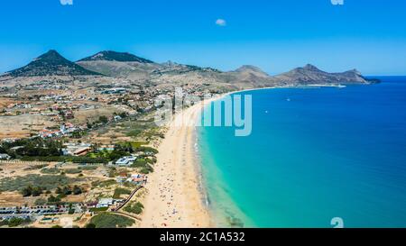 Vista aerea della spiaggia dell'isola di Porto Santo Foto Stock