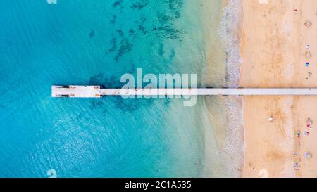 Vista aerea dall'alto dell'isola di Porto Santo, porto Santo, Madera, Portogallo Foto Stock