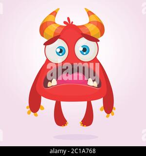 Cartoon rosa adorabile minuscolo personaggio mostro. Illustrazione vettoriale per Halloween Illustrazione Vettoriale