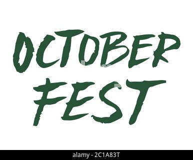 Tessera del festival di ottobre. Illustrazione vettoriale della scritta disegnata a mano. Calligrafia dell'inchiostro Oktoberfest Illustrazione Vettoriale