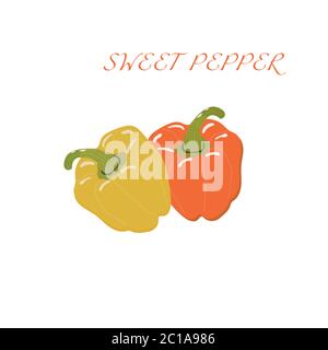 Set vettoriale di peperoni dolci freschi. Illustrazione di verdure Illustrazione Vettoriale