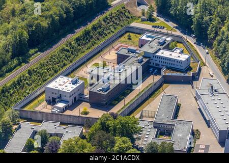 Foto aerea, carcere di Attendorn, Attendorn, Sauerland, Renania settentrionale-Vestfalia, Germania, arresto, DE, Europa, privazione della libertà, pena detentiva, Foto Stock