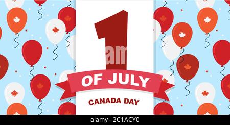 Festa del Canada. Canada Independence Day Balloons Flying Flat in colori nazionali del Canada. Illustrazione del vettore Happy Independence Day Illustrazione Vettoriale