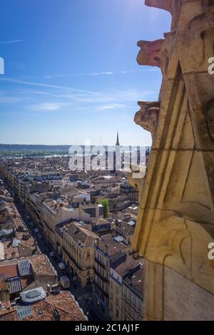 Città di Bordeaux Vista aerea dalla torre Pey-Berland, Francia Foto Stock