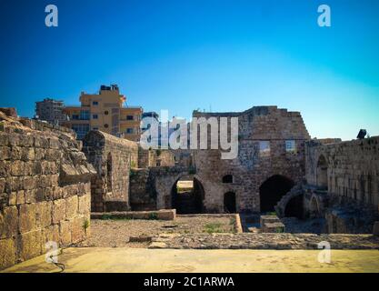 Panorama della Cittadella di Raymond de Saint-Gilles aka collina Pilgrim , Tripoli, Libano Foto Stock