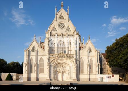 Francia, Ain, Bourg en Bresse, Monastero reale di Brou restaurato nel 2018, la chiesa di San Nicola de Tolentino capolavoro del gotico fiammeggiante Foto Stock