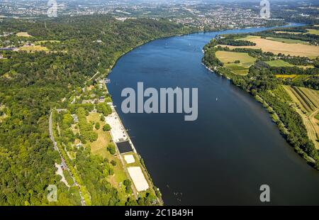 Fotografia aerea, Mare Beach Baldeney, Essen, Ruhr area, Nord Reno-Westfalia, Germania, Corona misure, DE, piscina avventura, Europa, fiume Ruhr, Foto Stock