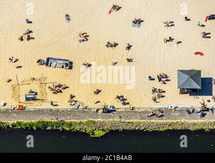 Fotografia aerea, Mare Beach Baldeney, Essen, Ruhr area, Nord Reno-Westfalia, Germania, Corona misure, DE, piscina avventura, Europa, fiume Ruhr, Foto Stock