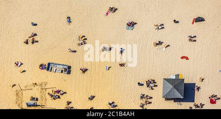 Fotografia aerea, Mare Beach Baldeney, Essen, Ruhr area, Nord Reno-Westfalia, Germania, Corona misure, DE, piscina avventura, Europa, fiume Ruhr, Foto Stock