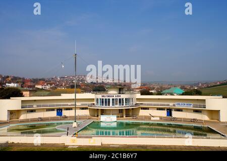 Art deco saltdean lido in east sussex Foto Stock