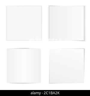 Serie vettoriale di cornici fotografiche quadrate curve con varie ombre morbide. Modelli di cornice fotografica su sfondo bianco isolati. Illustrazione Vettoriale