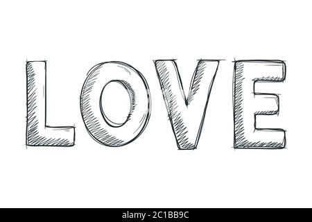 TESTO AMORATO schizzo disegnato a mano. Stile di disegno a matita Illustrazione Vettoriale
