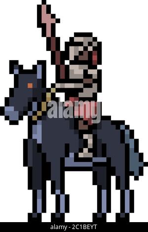 vettore pixel art cavaliere medievale isolato cartone animato Illustrazione Vettoriale