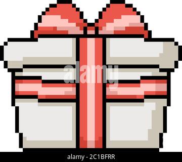 vettore pixel art confezione regalo cartone isolato Illustrazione Vettoriale