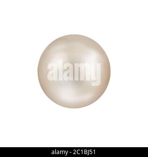 Scintillante bianco madreperlaceo naturale perla isolati su sfondo bianco Foto Stock