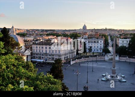 Piazza del Popolo: Vista dalla Terrazza del Pincio Foto Stock